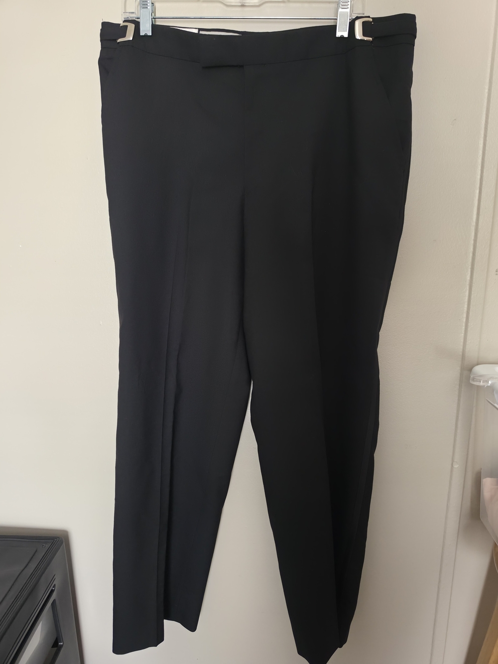 Savvi Allure Men Black Modern Fit Flat Front Worsted Wool Pants 34R